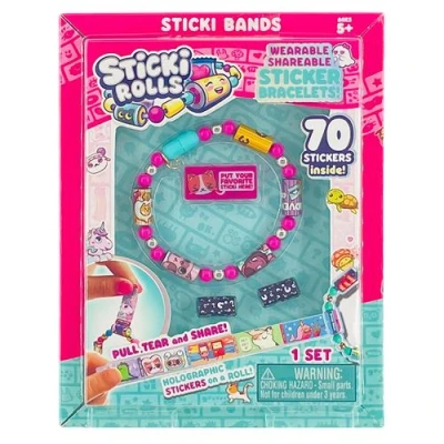Abbildung von Sky Castle SR100CDU 9 Rolls Sticki Bands, tragbares &amp; teilbares Aufkleberarmband, 70 Mini Aufkleber, Stile, Mehrfarbig