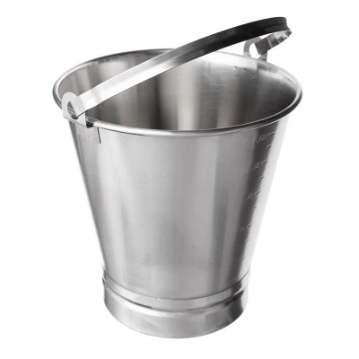 Abbildung von HENDI Edelstahl Eimer 10 Liter mit Skalierung verstärkter Boden Henkel ø 28 x 26,5 cm, Gastro Kücheneimer
