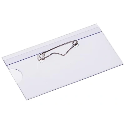 Abbildung von EUROPEL Kunststoff Namensschilder mit Kombi Halter: Ansteck Nadel &amp; Clip 24 Stück 75 x 40 mm Ausweishüllen Namensschild Halter Blanko Einsteckschildern, farblos, 121263
