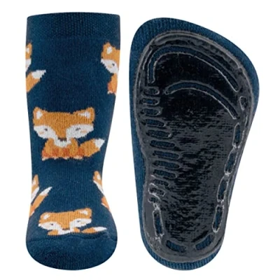 Abbildung von EWERS Stoppersocken Fuchs, Socken mit Antirutschsohle für Jungen, Anti Rutsch Gummisohle, MADE IN GERMANY, 1 Paar rutschfeste Kindersocken Jungs, Größe 19 20, Blau