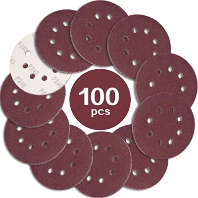 Abbildung von STEBRUAM 100 Stück Schleifpapier 125mm Klett 240 körnung,Profi 125 Schleifscheiben Rund 8 Loch für Exzenterschleifer