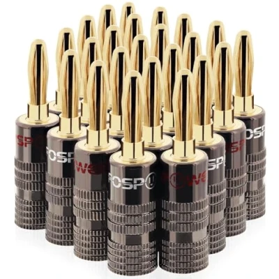 Abbildung von FosPower bananenstecker Für lautsprecherkabel lautsprecher, Wandplatte und subwoofer kabel Kabelschuhe Vergoldet 24K High End 12 Rot &amp; Weiß 6 Paare/ 24 Stück