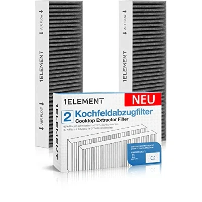 Abbildung von 2 Filter für BORA Basic &amp; GP4 [BHU, BIU, BFIU] Umluft Kochfeldabzug Ersetzt BAKFS Aktivkohlefilter Set [2 Stück] zur neutralisation von Gerüchen und Filterung Fett Schmutzpartikeln