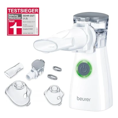 Abbildung von Beurer IH 57 Inhalator, Verneblung mit Schwingmembran und Aerosol Technologie, tragbares Inhaliergerät wiederaufladbarem Akku, zur Anwendung bei Erkältung, Asthma anderen Atemwegserkrankungen