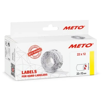 Abbildung von Original Meto Preisauszeichner Etiketten (22x12 mm, 1 Zeilig, 6.000 Stück, weiß, permanent, Preisetiketten für Meto, Contact, Sato, Avery, Tovel, Samark etc.)