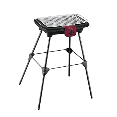 Abbildung von Tefal Easygrill Elektrischer Standgrill BG90F5 Mit Standfüßen Für Draußen Auch Als Tischgrill Drinnen verwendbar 2300 W 870cm² Grillfläche Leichte Reinigung schwarz/Burgunderrot