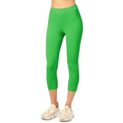 Abbildung von Merry Style Damen Leggings 3/4 aus Baumwolle mit Stretch Leichte Capri atmungsaktiver, elastischer Baumwolle, ideal für Yoga Sport Freizeit Reisen MS10 199 (Grün,S)