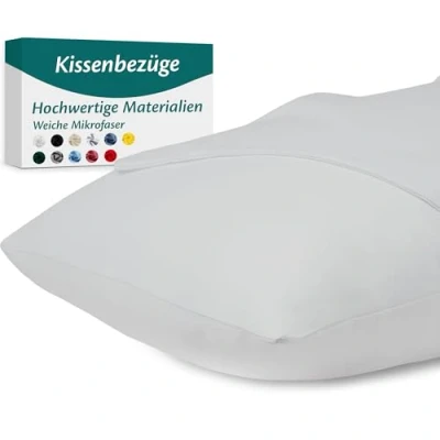 Abbildung von Kissenbezug 40 x 80 Mikrofaser Premium 2er Set Kissenhülle Deko für Kissen Bett/Sofa Stoff Superweicher Resistent Hypoallergen Anti Milben Atmungsaktiv Kopfkissenbezug mit Verdecktem Zip Voll Waschbar