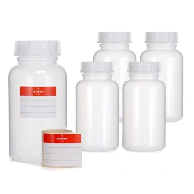 Abbildung von Octopus 5X 500 ml Weithalsflaschen aus LDPE mit Schraubverschluß, Leere Chemiekalienflaschen, Laborflaschen Deckel als Aufbewahrungsbehälter für Labor, Küche oder Hobby