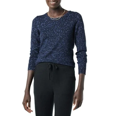Abbildung von Amazon Essentials Damen Leichter, Langärmeliger Pullover Mit Rundhalsausschnitt (Erhältlich in Übergröße), Marineblau Gepard, L