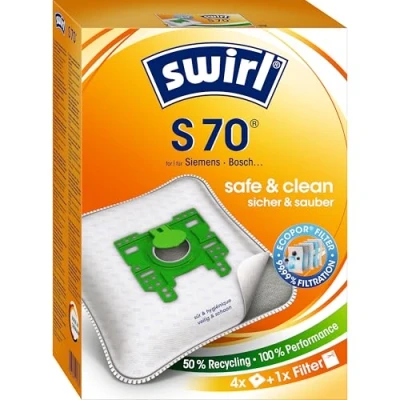 Abbildung von Swirl® S 70® EcoPor® Staubsaugerbeutel für Siemens, Bosch, 4 Beutel, Weiß