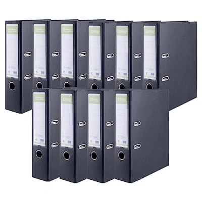 Abbildung von DONAU Ordner PREMIUM MAXI FSC 10er Pack/Breit/DIN A4 8 cm/Schwarz/Kunststoffbezug PP/Carton/Aktenordner Briefordner Büroordner Pappordner Schlitzordner Verstärkungsband/Made in EU