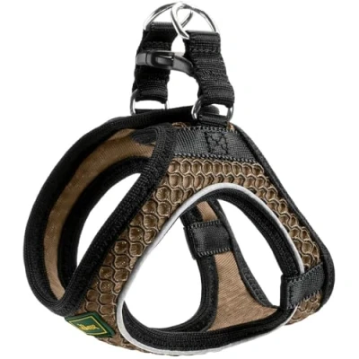 Abbildung von HUNTER HILO COMFORT Geschirr für kleine Hunde mit Netzmaterial und reflektierenden Elementen, braun, S M