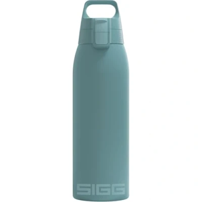 Abbildung von SIGG Isolierte Trinkflasche Thermosflasche Shield Therm One Morning Blue kohlensäurehaltige Getränke Auslaufsicher Spülmaschinenfest BPA frei 90% recycelter Edelstahl Graublau 1L