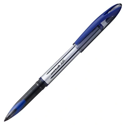 Abbildung von uni ball 153544673 UB 188 L Air Kugelschreiber, Super Tinte, fälschungssicher, Füllfederspitze, 5 Stück blau