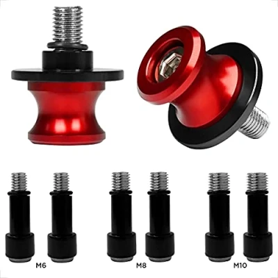 Abbildung von Universal CNC Aluminium Ständeraufnahme Rot M6X1mm,M8X1.25mm,M10X1.25mm Bobbins Montageständer für Yamaha YZF R1 R3 R6 R25 R125 R1000 R6S MT 01 03 09 10 Aprilia RSV4 R