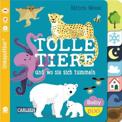 Abbildung von Baby Pixi (unkaputtbar) 114: Tolle Tiere: und wo sie sich tummeln Unzerstörbares Buch ab 12 Monaten mit ersten Wörtern zum Lernen auch als Badebuch geeignet (114)
