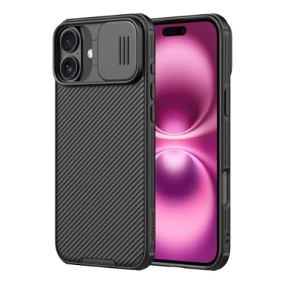 Abbildung von Nillkin iPhone 16 Hülle [Schiebe Kameraschutzabdeckung], [TOP Militärstandard FallSchutz],[PC+TPU], Texturiertes kratzfestes Dünne Handyhülle für 2024 Apple 16,Schwarz