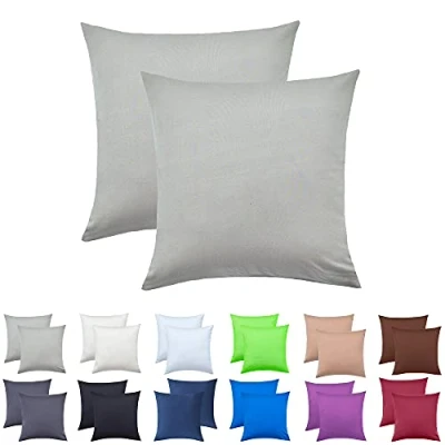 Abbildung von NatureMark 2er Pack Jersey Kissenbezug Kissenhülle Kissenbezüge Seitenschläferkissen Nackenkissen viele Größen und Farben ÖKO TEX (40 x 40 cm, Silber grau)