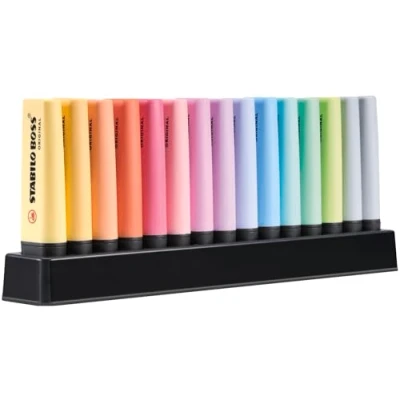 Abbildung von Textmarker STABILO BOSS ORIGINAL Pastel 15er Tischset mit 14 verschiedenen Farben