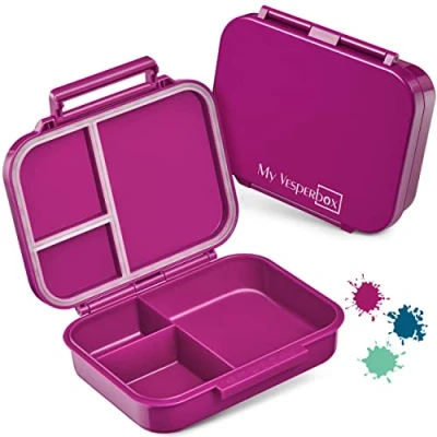 Abbildung von My Vesperbox MINI BIA Bento Box Kinder NEUES MODEL kompakter und leichter Auslaufsicher &amp; BPA Frei Lunchbox Brotdose für Kindergarten Schule (Lila)
