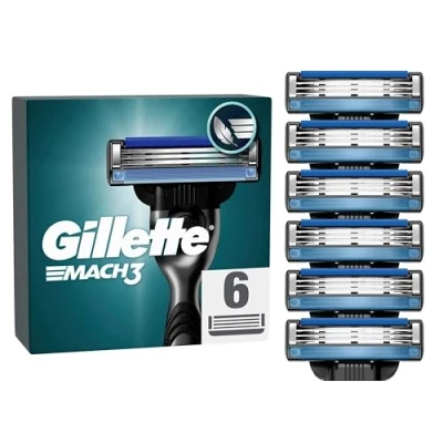 Abbildung von Gillette Mach3 Rasierklingen für Männer, 6 Original Ersatzklingen, Klingen Herren mit Gleitstreifen ein sanftes Gleiten und Klingenbeschichtung