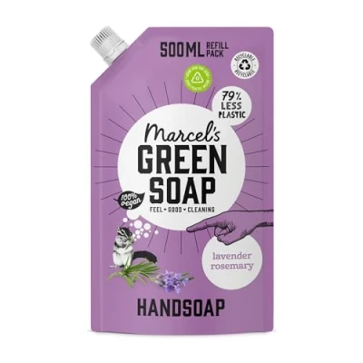 Abbildung von Marcel&#039;s Green Soap Handseife Nachfüllpack Lavendel &amp; Rosmarin Spender 100% Umweltfreundlich Vegan 97% Biologisch abbaubar 500 ml