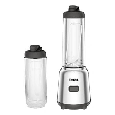 Abbildung von Tefal BL15FD Mix und Move Mini Standmixer, 300 Watt, 2 Flaschen To Go in Premium Tritan, kompaktes Design, einfach zu reinigen, abnehmbare Klingen, Einknopfbedienung, Silber/Grau