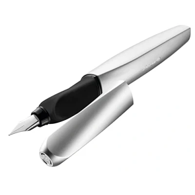 Abbildung von Pelikan 947366 Twist Füllhalter (Universell für Rechts und Linkshände) silber, 1 Stück (1er Pack)