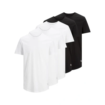 Abbildung von Jack &amp; Jones Jjenoa 5 PACK Tshirt basic, Herren, Größe: XS, White/black