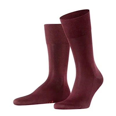 Abbildung von FALKE Herren Socken Tiago M SO nachhaltige Fil D&#039;Ecosse Baumwolle einfarbig 1 Paar, Rot (Barolo 8596) neu umweltfreundlich, 39 40