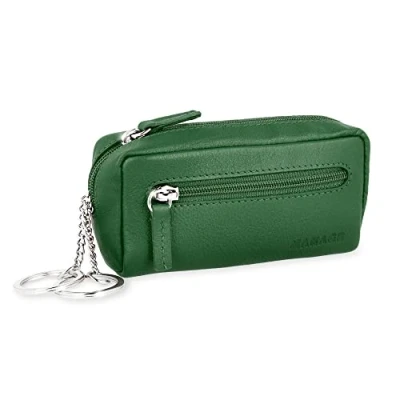 Abbildung von MANAGE XXL Schlüsseltasche Leder Grünfür Damen und Herren mit Münzfach echtleder Schlüsseletui Schlüsselmäppchen keychain Unisex Schlüssel Autoschlüssel Grün