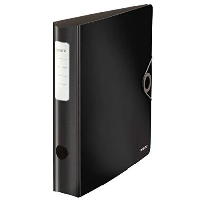 Abbildung von Leitz Qualitäts Ordner 180 Active Solid, A4, Schmal, Abgerundeter Rücken, 6,5 cm breit, Gummibandverschluss, Leichtes Polyfoam, Plastik Ordner, Schwarz, 10481095