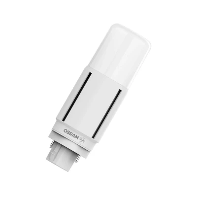 Abbildung von OSRAM DULUX LED D26 VT EM, G24D, 7,5W, 950lm, 3000K, warmweiße Lichtfarbe, für vertikale Applikationen geeignet dank Abstrahlwinkel von 300 Grad, extrem lange Lebensdauer, keine Aufwärmzeit