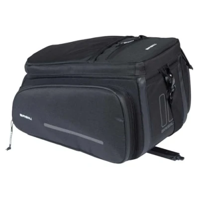 Abbildung von Basil Move Gepäckträgertasche MIK 10 26L, Schwarz, Wasserabweisend, Nachhaltig aus recyceltem Polyester, Inkl. abschließbarer Adapterplatte