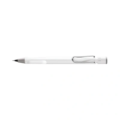 Abbildung von Lamy safari white Druckbleistift klassicher Minenbleistift mit ergonomischem Griff &amp; Gehäuse aus ASA Kunststoff Bleistift Feinstrichmine M 41 in Strichbreite 0,5 mm Radiertip