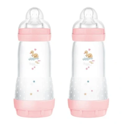 Abbildung von MAM Easy Start Anti Kolik Flasche im 2er Set mit SkinSoftTM Silikon Sauger, 4+ Monate, 320 ml
