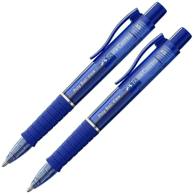 Abbildung von FABER CASTELL 205013 Kugelschreiber Poly Ball View admiral blau, 2 Stück, mit auswechselbarer XB Mine, dokumentenecht