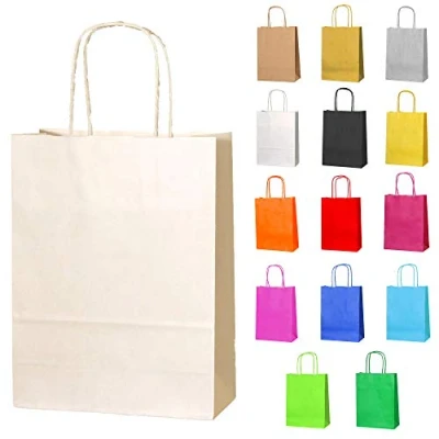 Abbildung von Thepaperbagstore 20 Papiertüten für Partys und Geschenke mit Griffen Elfenbeinfarben/Creme 180x220x80mm