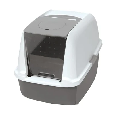Abbildung von Catit 50702 Katzentoilette mit Abdeckung, 46 x 41,5 54,5cm, Weiss/Grau (Produkt kann variieren)