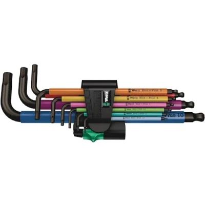 Abbildung von Wera 05073593001 950/9 Hex Plus 1 SB Winkelschlüsselsatz, Mehrfarbig, metrisch, BlackLaser, 9 teilig, Mehrfarbig