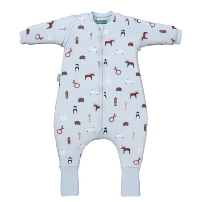 Abbildung von molis&amp;co. Baby Schlafsack mit Füßen, abnehmbare Ärmel und Socken. 2.5 TOG. Ideal für die Übergangszeit den Winter. 100% Baumwolle (Oeko TEX 100). (Winter Animals, 90 cm (3 Jahre))