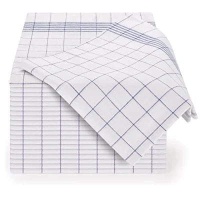 Abbildung von Blumtal 5er Set Premium Geschirrtücher Hochwertige Geschirrhandtücher, 100% Baumwolle, blau kariert, 50x70cm
