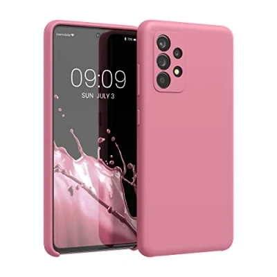 Abbildung von kwmobile Hülle kompatibel mit Samsung Galaxy A52 / 5G A52s Silikon Handy Case Handyhülle weiche Oberfläche kabelloses Laden Dark Rose