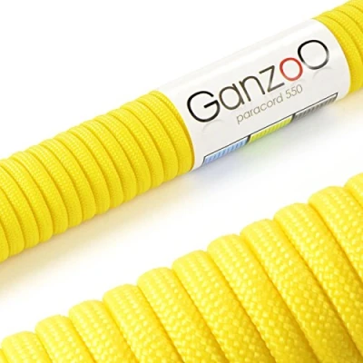 Abbildung von Ganzoo Paracord 550 Seil Gelb 4mm Schnur Typ 3, Nylon &amp; Polyester, ideal für Basteln von Hundeleine Halsband Armband/Camping Survival und Outdoor 30 Meter Allzweckseil 7 Innenstränge