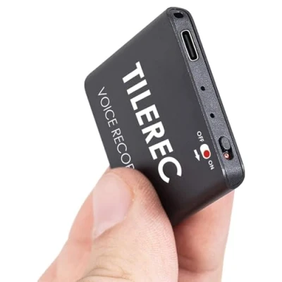 Abbildung von 64GB Mini Aufnahmegerät 1145 Stunden Nur 5 mm Dünn Stimmenaktivierung Diktiergerät 30 Akku MP3 Voice Rekorder TileREC von Atto Digital