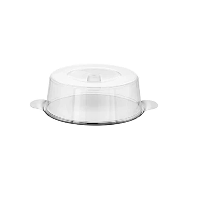 Abbildung von APS Tortenplatte mit Haube hochwertige aus rostfreiem Edelstahl Made in Germany langlebig und stapelbar 30 x 11cm, nicht spülmaschinenfest
