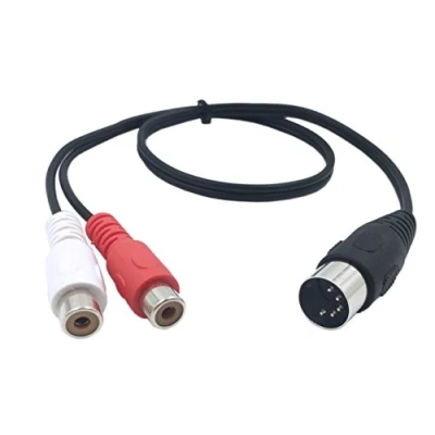 Abbildung von CERRXIAN 5 Pin Din MIDI Kabel, Stecker auf 2 Cinch Professionelles Audio Kabel für Bang &amp; Olufsen, Naim, Quad ... Stereo Systeme (DIN MALE 0.5m)
