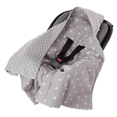 Abbildung von Medi Partners Einschlagdecke 100% Baumwolle 85x85cm Kuscheldecke für Kinderwagen Babyschale universal Baby Decke doppelseitig Babydecke Buggy Autositz (Wald mit minzer Minky)