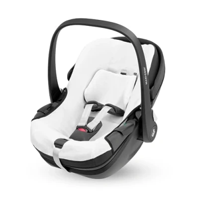 Abbildung von Maxi Cosi Sommerbezug aus Biobaumwolle für den Pebble 360, Babysitzbezug, atmungsaktives und feuchtigkeitsabsorbierendes Material, maschinenwaschbar, nachhaltige Baumwolle, Naturweiß